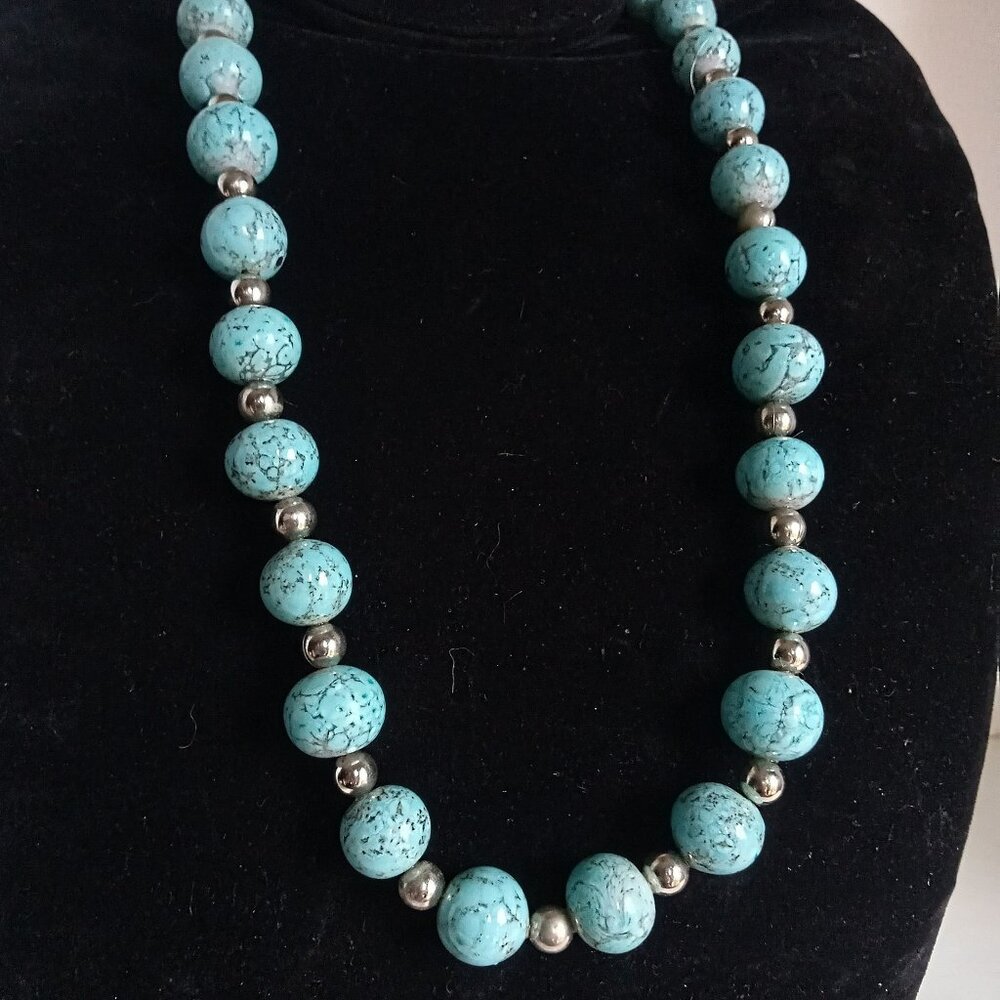 Antique Navajo Hubbell and Silver Bench Bead Necklace - Incredibly RARE!!!